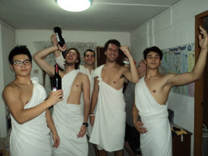 Will dressing in togas get us in free to the clubs in Singapore? Oh yeah...